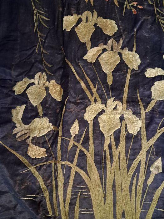 Colcha e fronhas de seda chinesa sec. XIX
