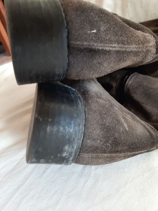 kozaki brązowe, zamszowe, bardzo wysokie