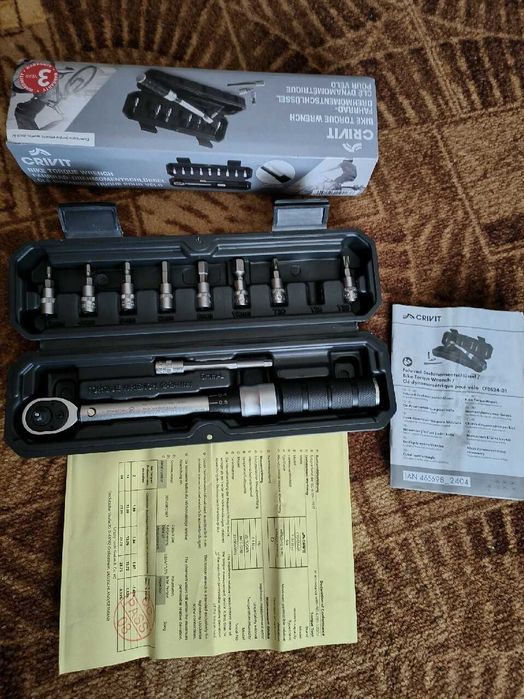 Klucz dynamometryczny CRIVIT Rowerowy 2-24 Nm + zestaw końcówek 1/4"