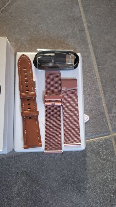 Zegarek smartwatch unisex różowy + 3paski