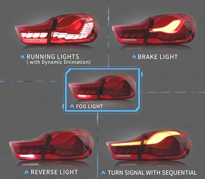 FAROLINS FULL LED BMW F32 F33 F36 LIGHT BAR OLED FUNDO VERMELHO