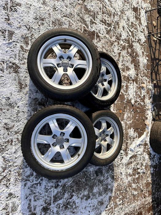 Koła aluminiowe Audi 7,5Jx17 ET 28 5x112 56,6mm opony 225/50/17 Dunlop