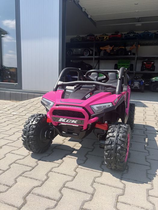 Auto Pojazd Na Akumulator 24V Buggy 4x4 KCK 4x70W MP3 LED Skóra Pilot EVA Różowy