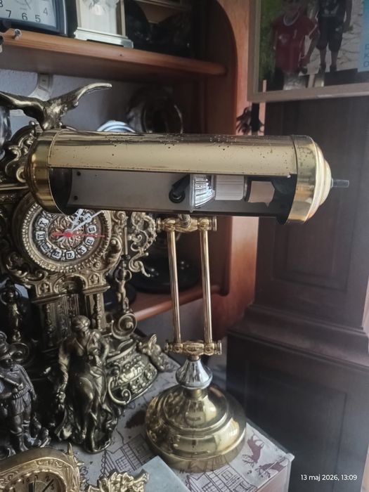 Lampa mosiężna bankierska, lub do fortepianu
