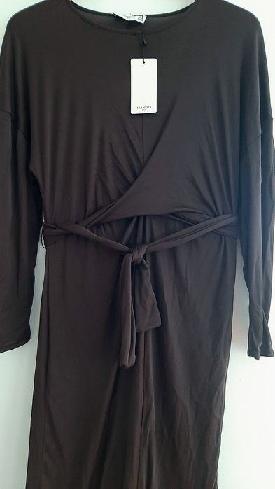 Vestido castanho, Tam. S, Mango