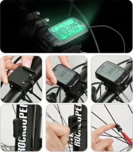 Licznik rowerowy przewodowy 22 funkcje + bateria podświetlenie
