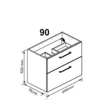Szafka łazienkowa ORiSTO z umywalką 90 cm, biała w połysku
