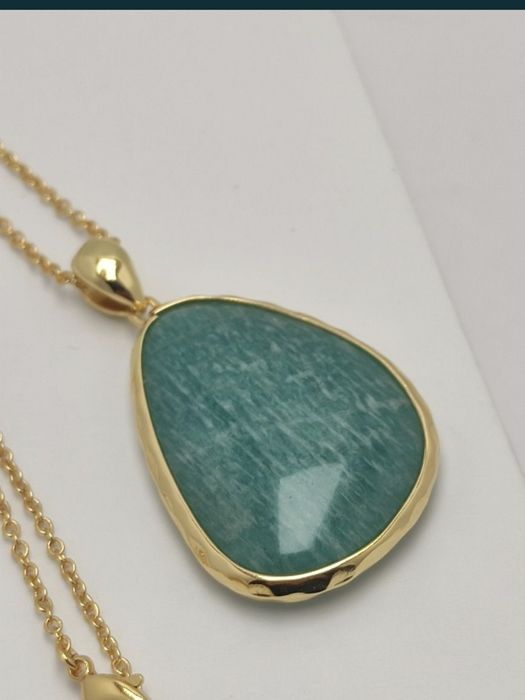 Naszyjnik pozłacany z naturalnym kamieniem amazonitem