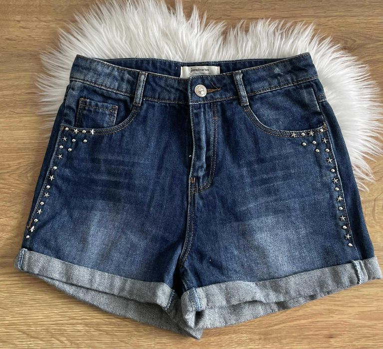 Stradivarius 34 xs spodenki szorty z dżetami wysoki stan