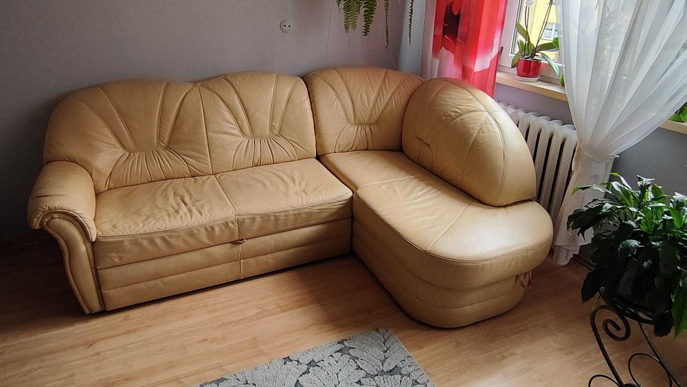 Kanapa narożna ze skóry