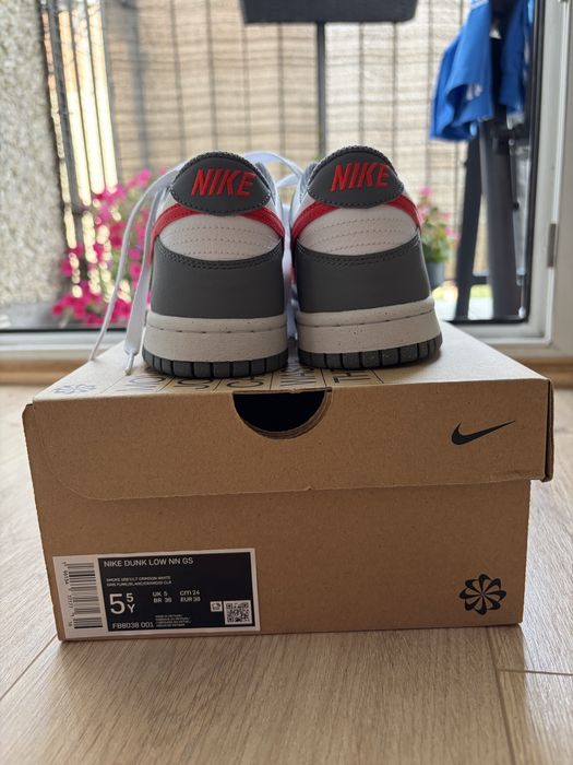 Nike Dunk Low NN GS Smoke Grey/Lt Crimson-White