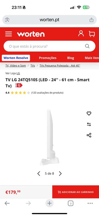 TV LG 24TQ510S (LED - 24'' - 61 cm - Smart Tv) como nova