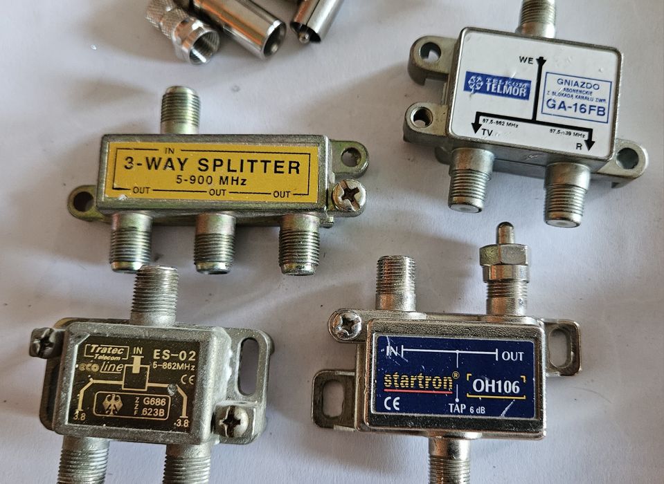Kablówka,  RTV, splitter, zestaw elementów instalacyknych