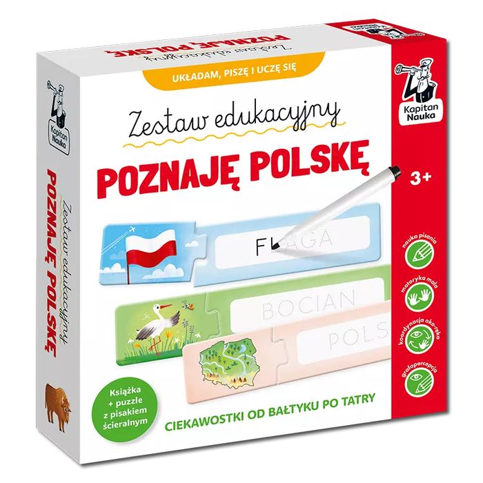 Poznaję Polskę. Książka + puzzle do pisania. Kapitan Nauka. Nowy Produkt