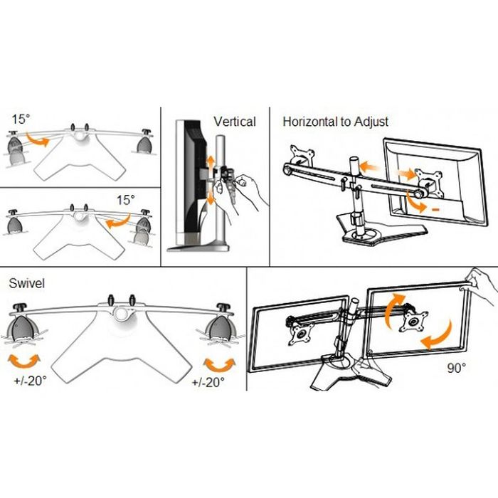 Tronje TS742 Uchwyt na 2 wyświetlacze 61cm 24''
