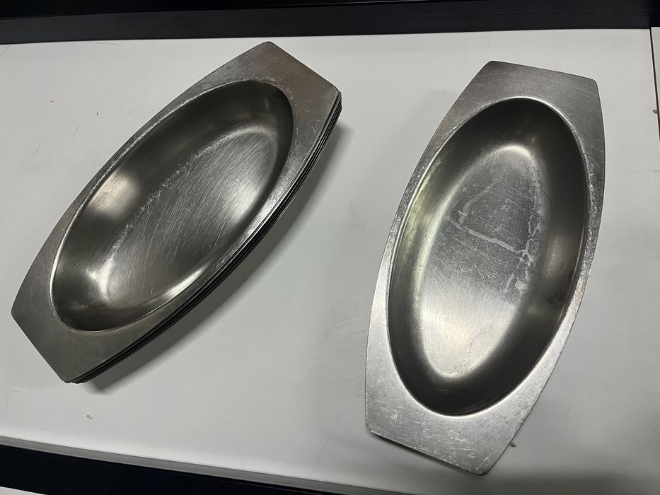 Taças ovais em inox para restauração conjunto de 8 unidades