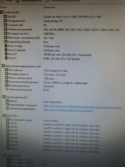 Intel i7-2600 3.8GHZ/16gb/Asus  Комплект 8потоків для ПК