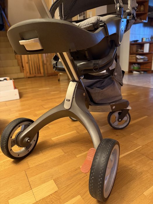 ZESTAW Stokke 2w1 Grey Melange + Winter/Summer Kit Stan Idealny