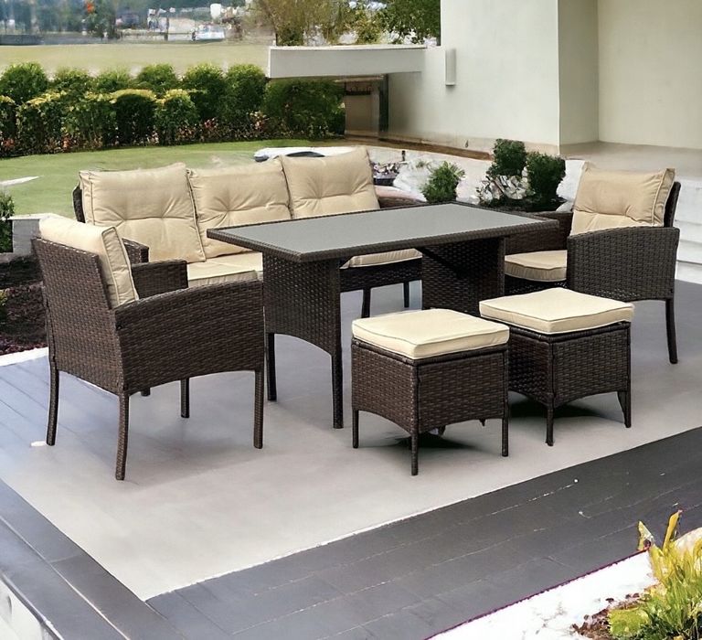 Meble ogrodowe technorattan SOFA fotele pufy stół  nowe