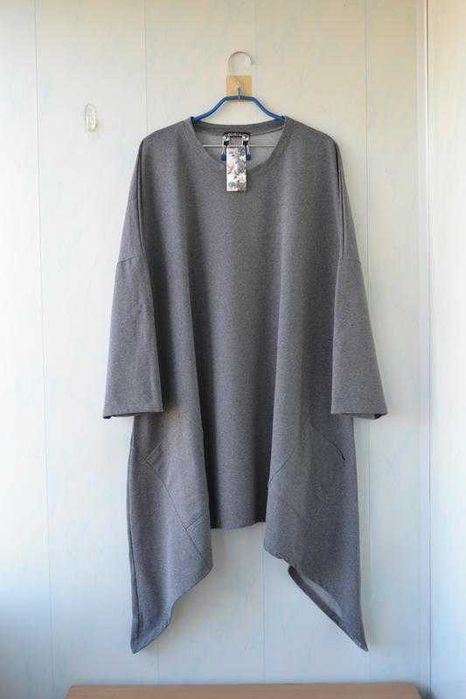 Подовжена тепла туніка бохо, асиметрія new collection, італія, бавовна