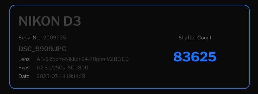 Nikon D3 Corpo Profissional Full Frame DSLR - shutter c