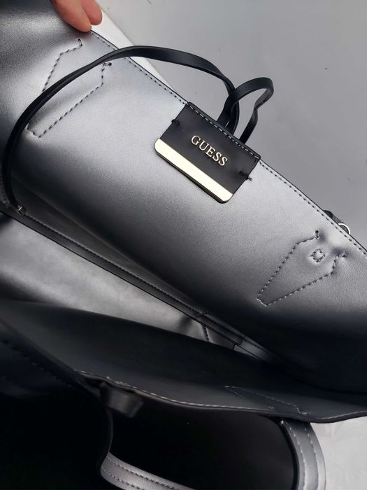 Torebka GUESS dwustronna torebki zestaw czarna srebrna 2w1