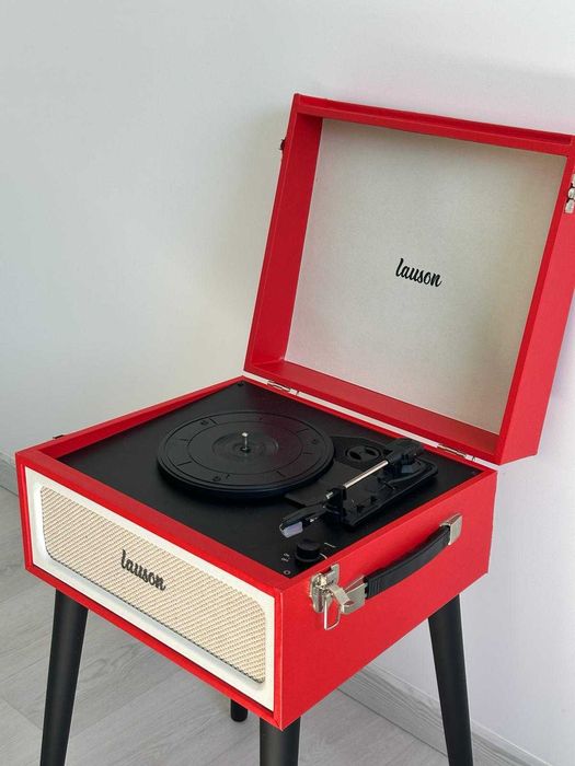 Gira-discos Lauson retro com Bluetooth – móvel vermelho