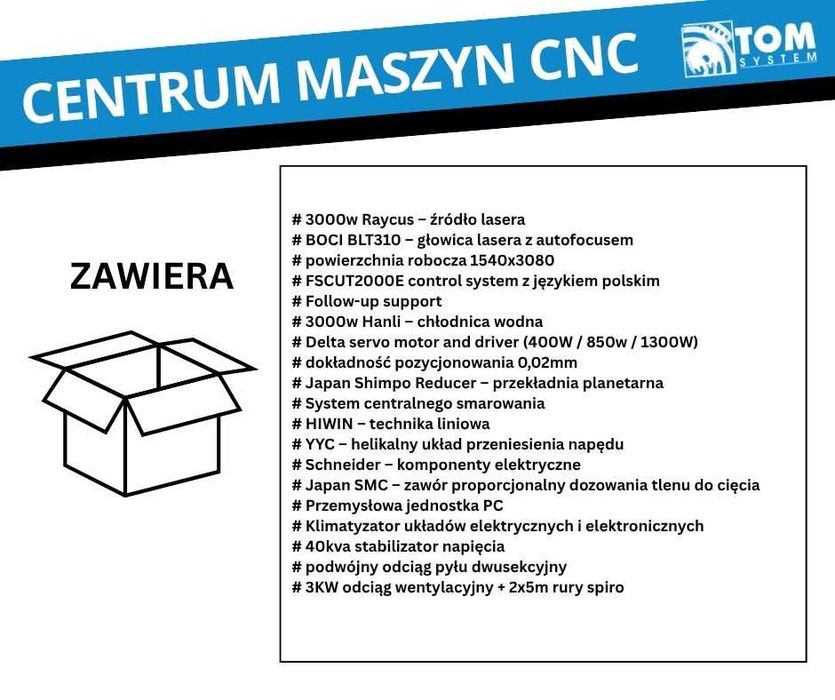 Wycinarka laserowa CNC 3000 x 1500 3KW