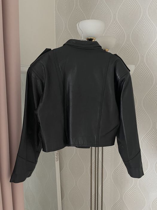 Натуральна шкіряна косуха оверсайз вкорочена у розмірі м