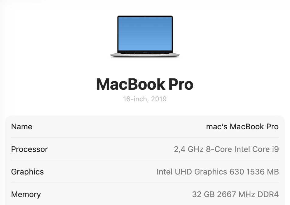 MacBook Pro 16’ 2019 Intel i9 32Gb 512Gb Radeon 4Gb 93%