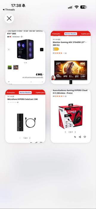 Setup gaming (RTX 3050)vendo individual/junto