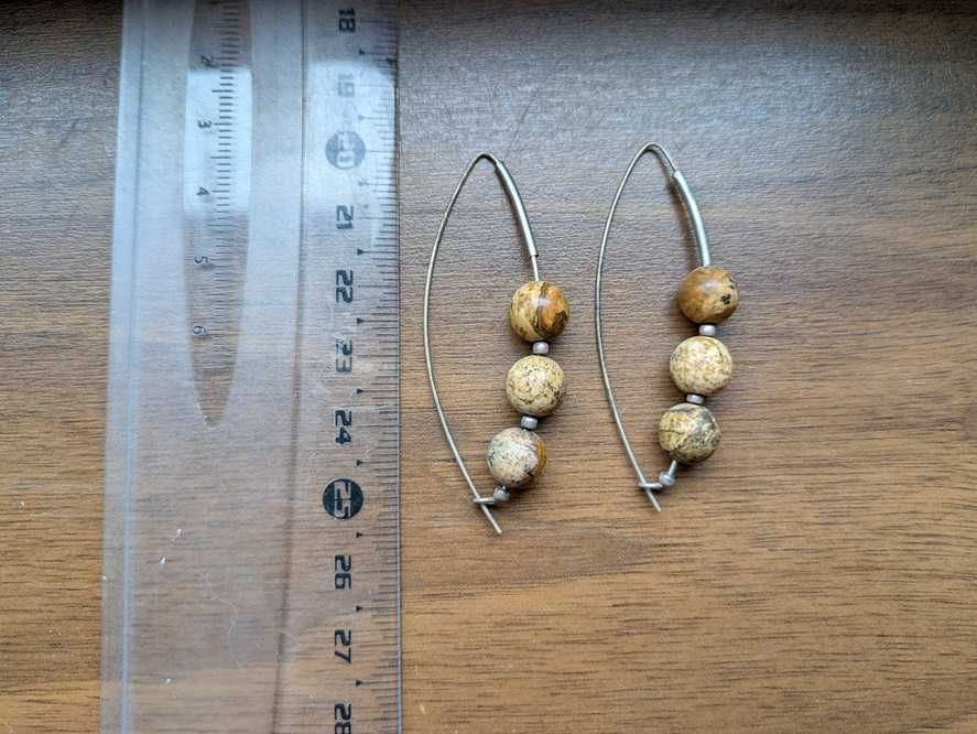 Kolczyki z kul jaspisu i srebra