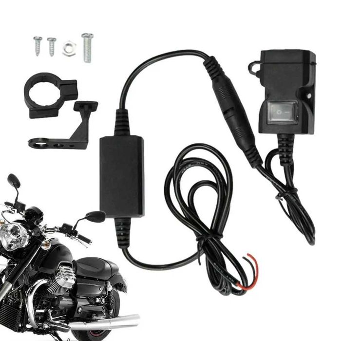 Carregador USB Duplo para Moto com Interruptor ON/OFF