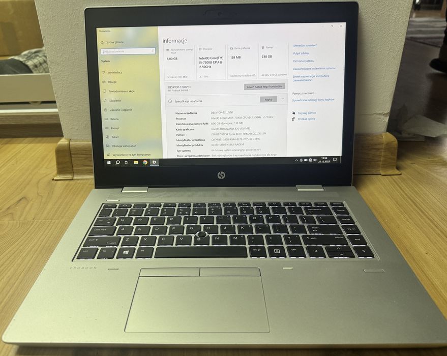 Laptop HP 640 G4 stan dobry+, i5-7gen 8GB/256GB