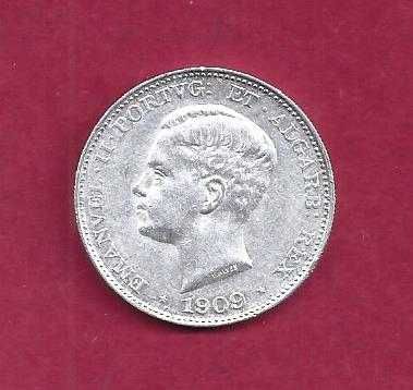 MONARQUIA   D. MANUEL   II  500  REIS    1909  ESCASSA     PRATA