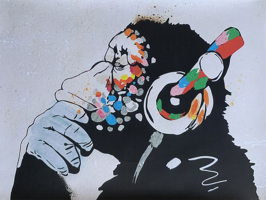 Gobelin na płótnie HD/Obrazek/Street Art/Graffiti/Banksy/DJ Monkey