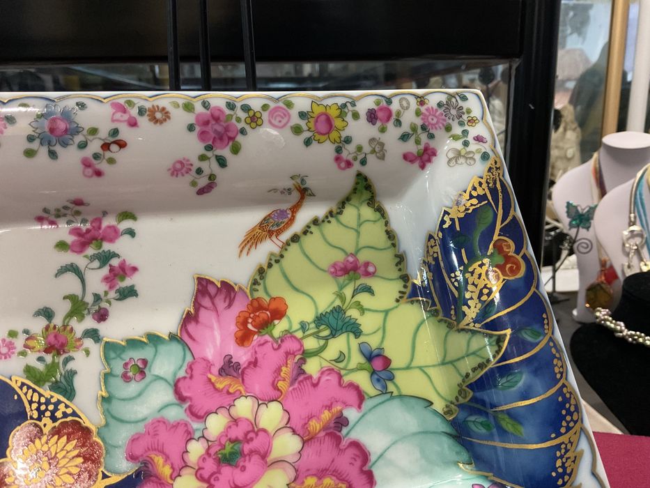 Prato vista alegre motahedeh pintura a ouro 19x15 cm