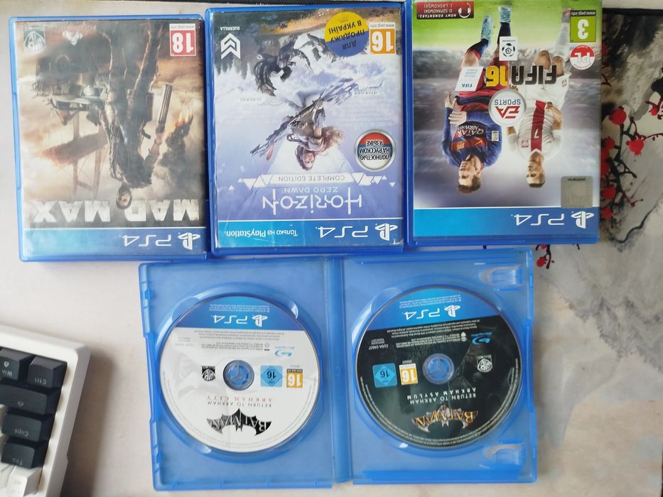 Диски для пс4 Mad Max, Batman, fifa 16, Horizon zero dawn