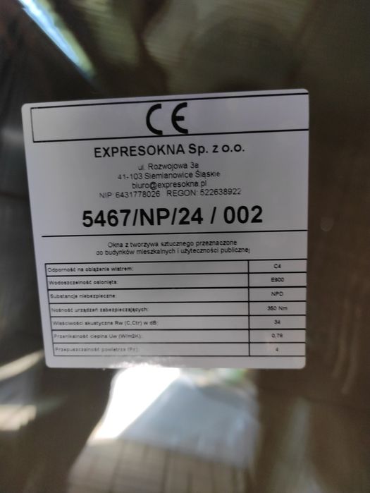 Nowe okno pcv antracyt / białe 140x88
