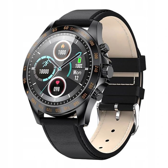 Smartwatch Męski Zegarek Pl Menu Puls Ciśnienie - Czarny