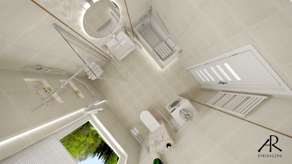 projekt łazienki 3d • wizualizacja • dobór płytek• rzuty mieszkań