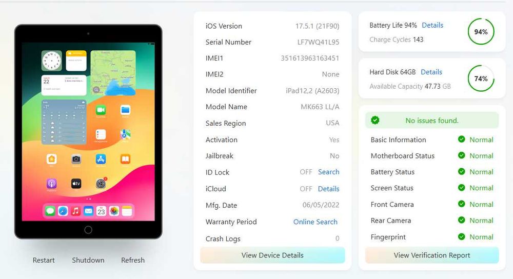 iPad 9 64GB+LTE | Чудовий стан | АКБ 94% | Комплект