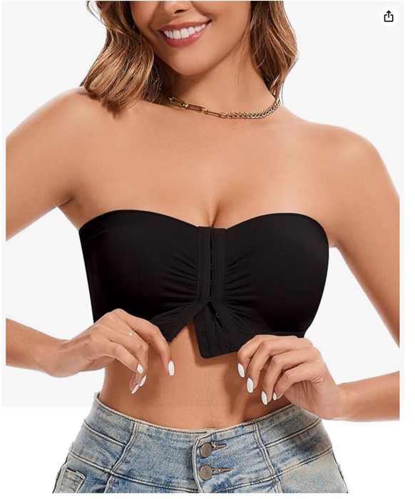 Damski biustonosz bez ramiączek, bezszwowy, czarny, rozm. S WOWENY