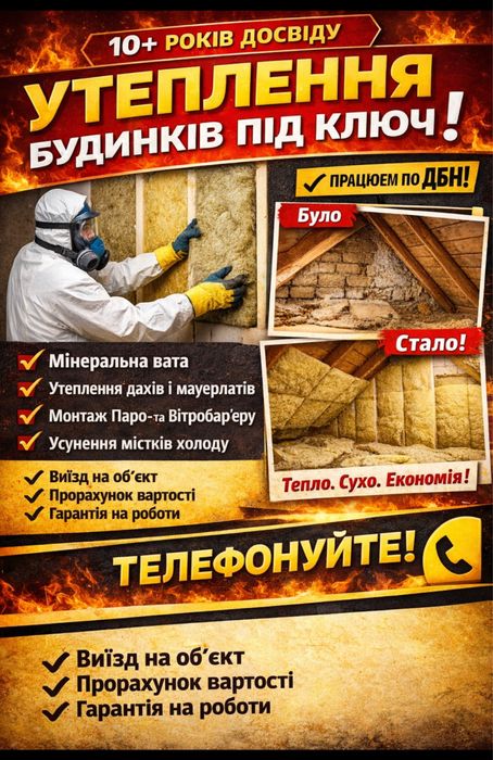 Утеплення даху мінеральною ватою | Пароізоляція |Підшивка ОСБ плитою