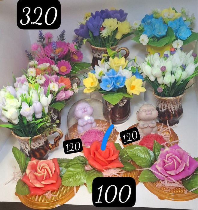 квіти з мила букет на 8 березня, подарунок для жінок доставка по місту