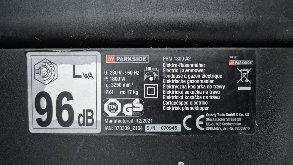 Kosiarka Parkside  PRM 1800 A2