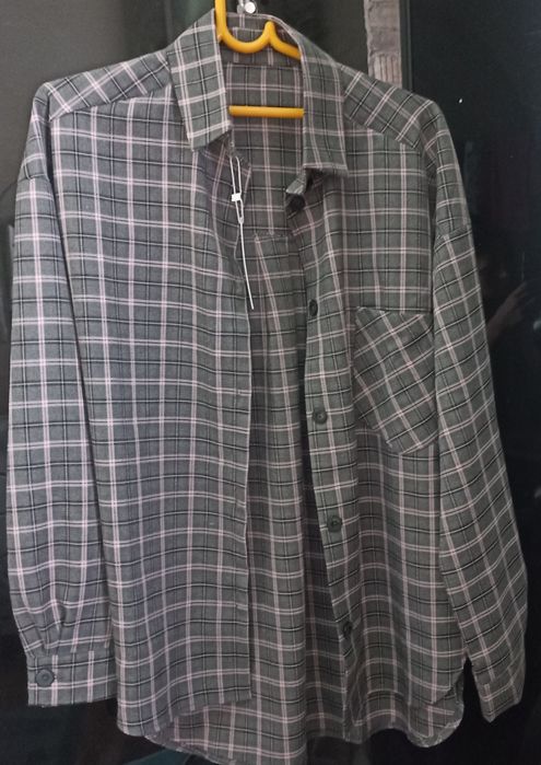 Фланель Сорочка у клітинку розмір С картата сіро рожева аналог moyami