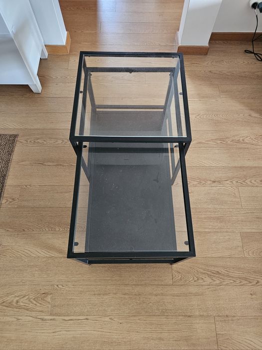 Mesa de encaixar, conjunto 2, cor preto em vidro 90×50cm