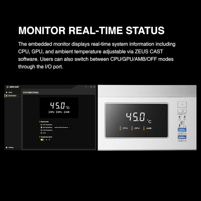 Корпус пк GAMDIAS Mid Tower ATX   з індикатором температури та з ARGB