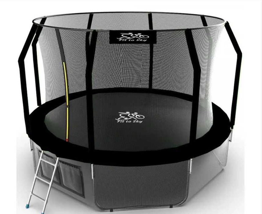 Батут для дітей FitToSky 374см 12FT з внутрішньою сіткою та драбинкою